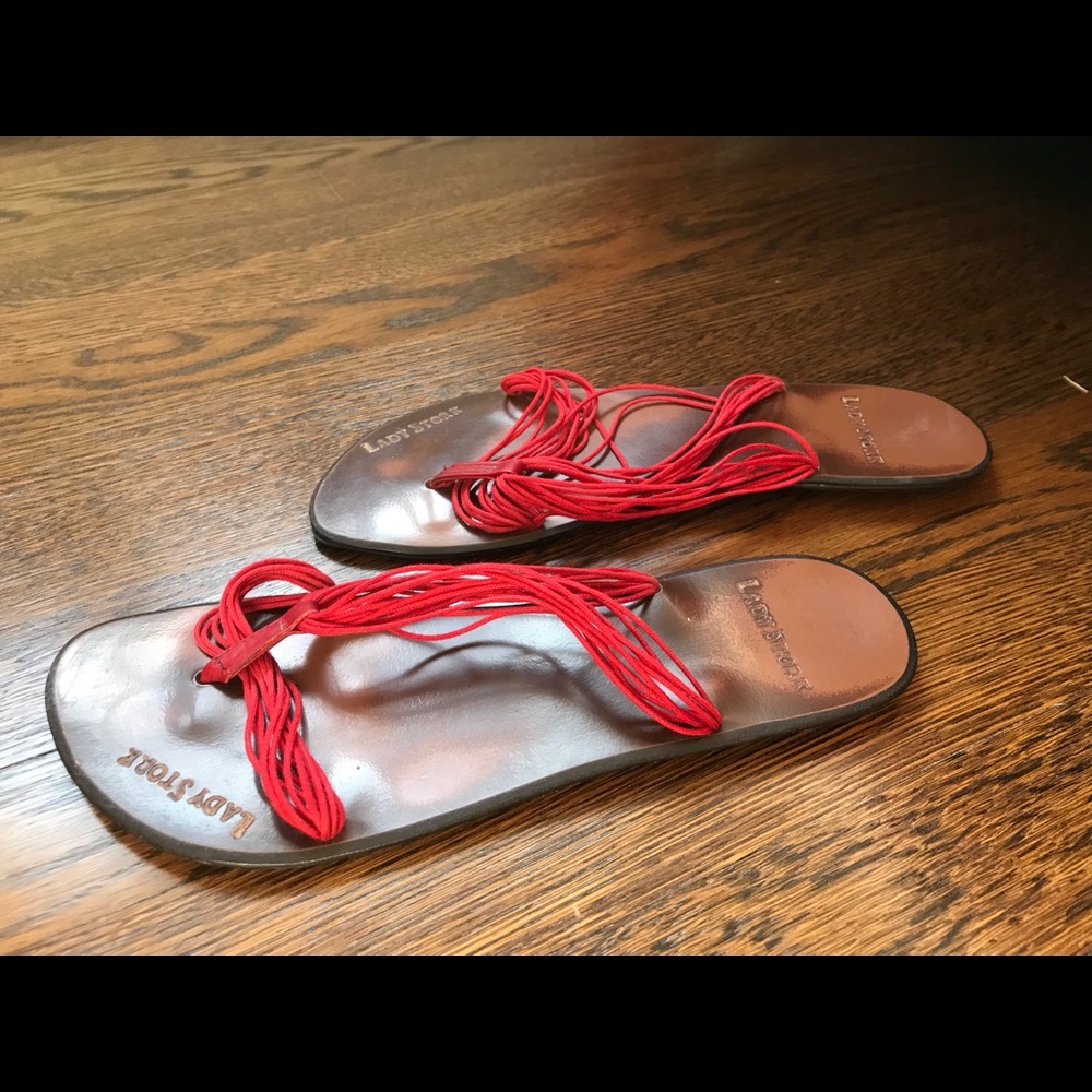 Argentinian Leather Sandals with Red String